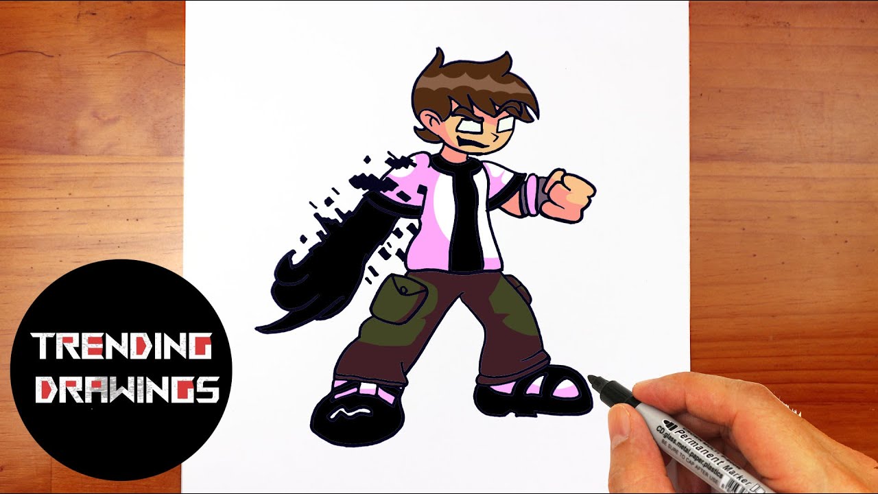 How To Draw FNF MOD Character - Pibby Ben Easy Step By Step - YouTube