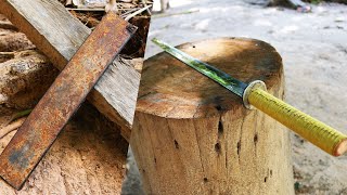 Making a Dojo Sword Blade From Rusty Car Leaf - Tool Restoration Rust Removal