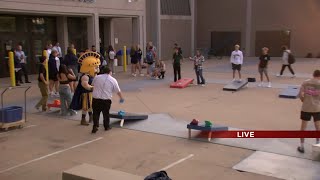 Wausau West First Day of School: Cornhole with the Warrior