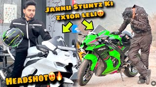 ⁠​⁠@Motovloggerjannustunts Ki  Headshot || Old Zx10r Of Jannu stuntz💔 kawa H2r new launch 2024