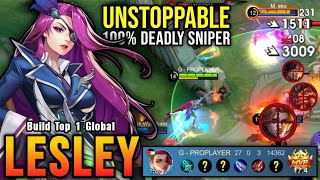 27 Kills!! Deadly Sniper Lesley 100% Unstoppable Marksman!! - Build Top 1 Global Lesley ~ MLBB