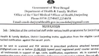 Selection Of The 40 Contractual Staff Under Various Health Programme For Darjeeling Download Applica