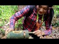 สาวดอย สร้างกับดักกระรอกแก้มแดงในป่า hunting create a squirrel trap in the jungle