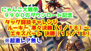 【にゃんこ大戦争】タッグ闘技チャレンジ　＞　ルーキー 準々決勝（１／１８）　～　エキスパート 決勝（１５／１８）　※超激レア無し