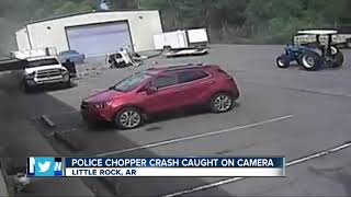 Police helicopter crash in Arkansas caught on video