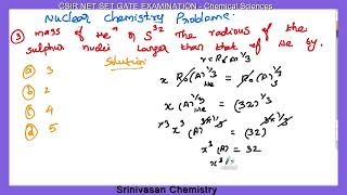 Nuclear Chemistry Problem with Solutions | CSIR NET SET GATE EXAMS | Srinivasan Chemistry | Part I |