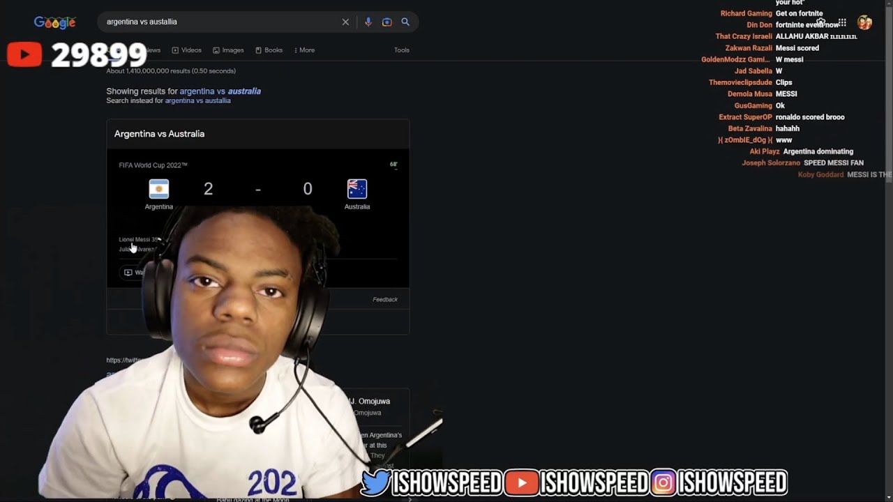 Ishowspeed Reacts To Messi Scoring On Australia Youtube