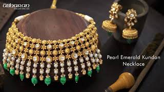 Pearl Emerald Kundan Necklace - Fine Hand-Crafted Jewellery - Abharan Jewellers (Since 1935)