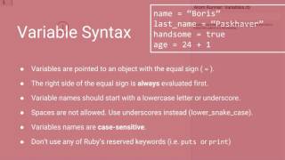 Learn to Code with Ruby - Section 02 - Lesson 06 - Variables
