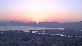 黄金山から眺めた夕日　(広島2015.2.20)