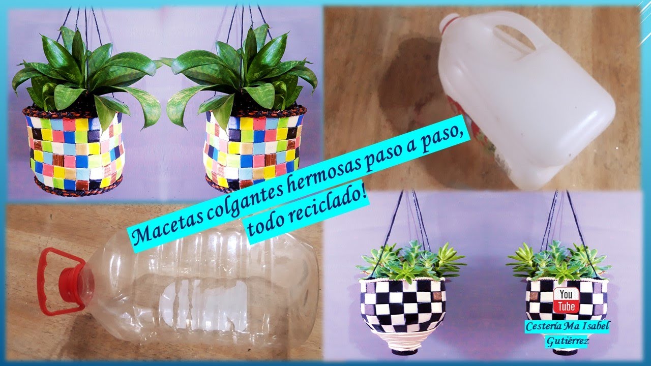 Macetas Colgantes Hermosas Todo Reciclado! Sin Gastar Plastic Hanging ...