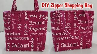 DIY Zipper Shopping Bag Easy Sewing Tutorial | How to make Tote Bag at home | DIY Bag Making at Home