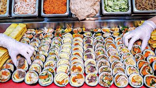 Korean street food Paradise! How to make King size Kimbap - Korean street food /