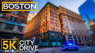 5K HDR City Drive in Boston, Massachusetts - Exploring One of America’s Oldest Cities (Real Sounds)