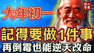 風水大師洩天機：再忙也要花5分鐘看看！大年初一，記得要做1件事，再倒霉也能逆天改命！好運財運旺整年！#修心智慧#運勢#生肖#財運#命理#風水#佛教#人生感悟#福報#福氣#福份#奇蹟#正能量