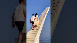 The couple's dream was to go to the Sky Stairway of Fuxi Mountain #trending #couplegoals