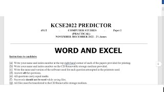 Kcse 2024 Predictor Practical Microsoft Access And Microsoft Word All