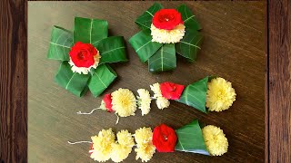 Mango Leaves Varmahalakshmi Decoration ideas |Mango Leaf Toran At Home | Toran Making With Flowers