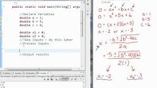 Java - Math Example Quadratic Formula