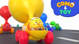Como | Balloon Car Racing | Learn colors and words | Cartoon video for kids | Como Kids TV