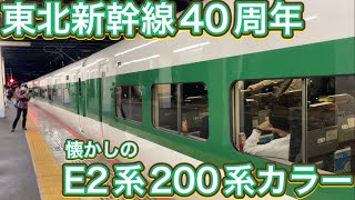 【200系】東北新幹線40周年記念！E2系が200系カラーに変身！懐かしい色の新幹線を撮ってきた！\