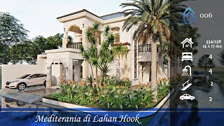 Rumah 14 x 17 Mediterania di lahan hook