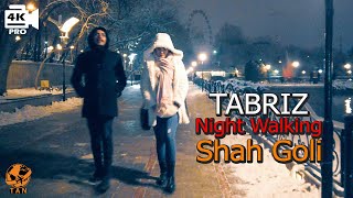 Tabriz Walking Tour on El Goli Building (Shah Goli) Tabriz NightLife Driving Tour Iran walk 4k