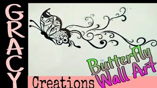 How to Create Home made Wall Painting Butterfly Design [Kalvi]