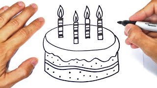 Как нарисовать торт | Рисунок торта со свечками