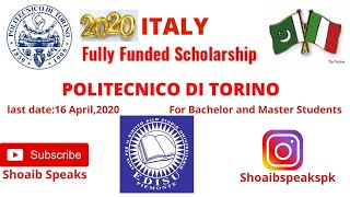 A complete guide  to get fully funded scholarship in world 33rdRank UNI POLITECNICO DI TORINO,ITALY