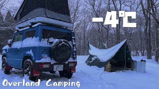 初めての雪中キャンプ大雪に埋もれるジムニー！もつ鍋と日本酒をいただく Rooftop tent on Jimny