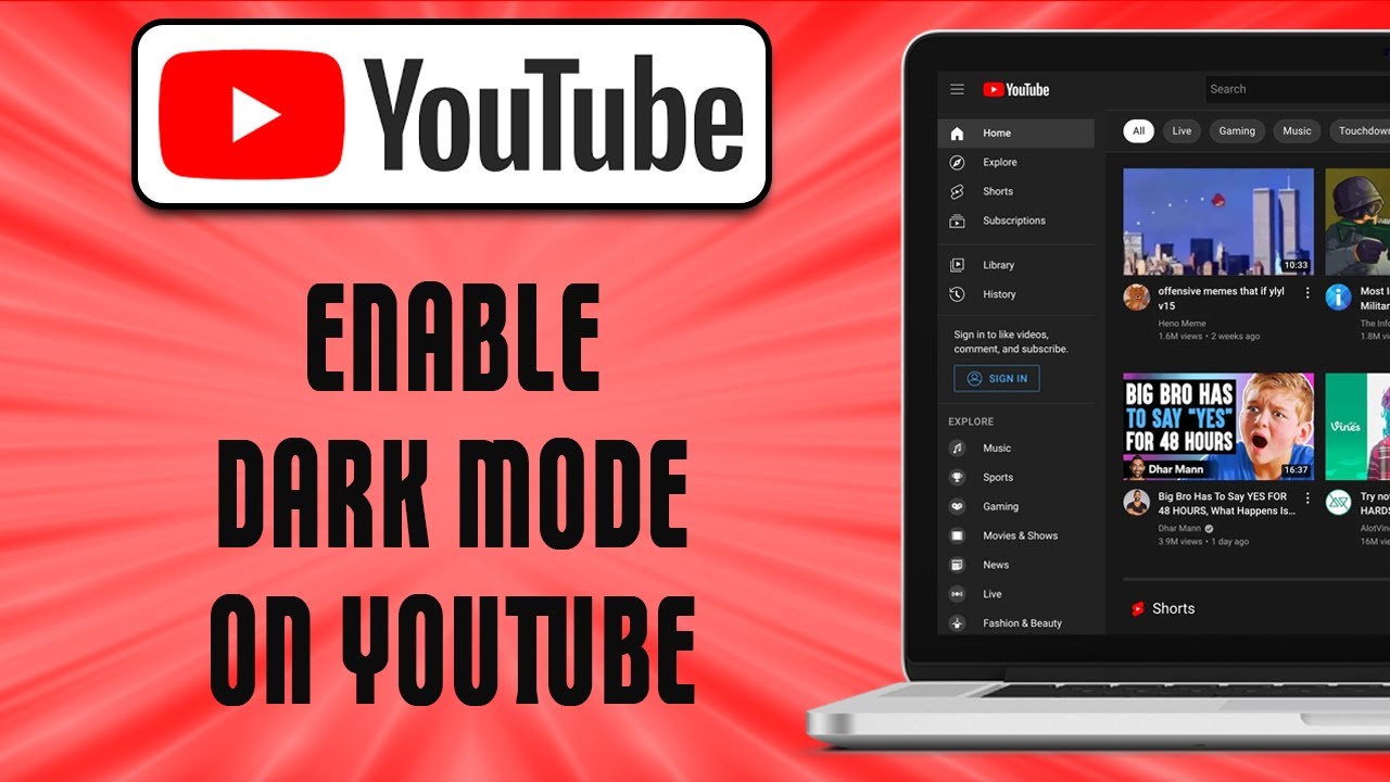 How To Enable Dark Mode On Youtube Easy Youtube How To Enable Dark Mode On Youtube Easy Youtube