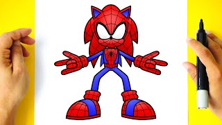 How To DRAW SONIC SPIDER-MAN - Sonic the Hedgehog