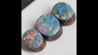 4.75 cts Australian Opal, Doublet Stone, Cabochon 3pcs