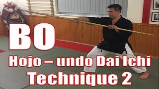 Okinawan Kobudo - Bo Hojo-undo Dai Ichi - Technique 2 - Jodan Naname Uchi (Matayoshi Kobudo)