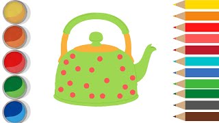 Bolalar uchun Choynak rasm chizish/Drawing Teapot for children/Рисование чайник для детей