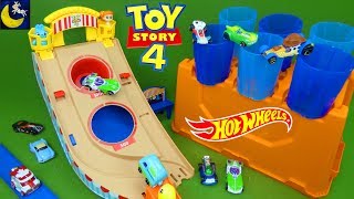 Toy Story 4 Hot Wheels Toys Carnival Track Builder Barrel Play Set Games for Kids Unboxing Toy Video