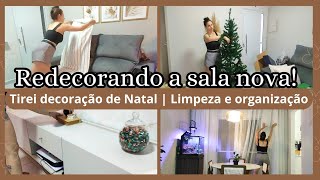 DECORAÇÃO da SALA NOVA 🤎 Tirei a decoração de natal e fiz um TOUR pela SALA com os MÓVEIS NOVOS!!