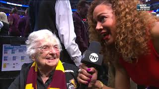 Loyola Chicago's Sister Jean reacts to the Rambler's upset of Tennessee