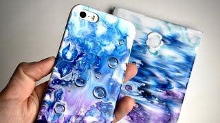 #051 DIY acrylic pour phonecase and book cover - easy creative ideas with fluid art