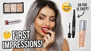 FULL FACE OF DRUGSTORE FIRST IMPRESSIONS - TESTING NEW MAKEUP!