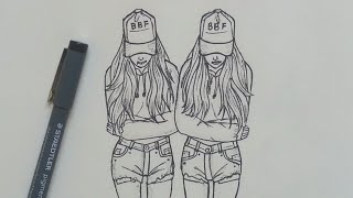 How to Draw Best Friends Easy | Step by Step