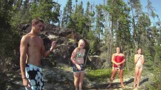 Overly Exaggerated Huge 30 foot Cliff Dive Jump / Go Pro Hero HD Helmet Cam /