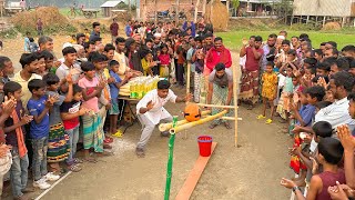 কঠিন চ্যালেঞ্জের আজব খেলায় ঝুড়িতে বল ফেলে তেল, চাল, চিনি জেতার চ্যালেঞ্জ। কে কে পুরস্কার জিতলো ?