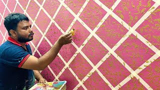 creative masking tape wall painting design | Wall painting new ideas
