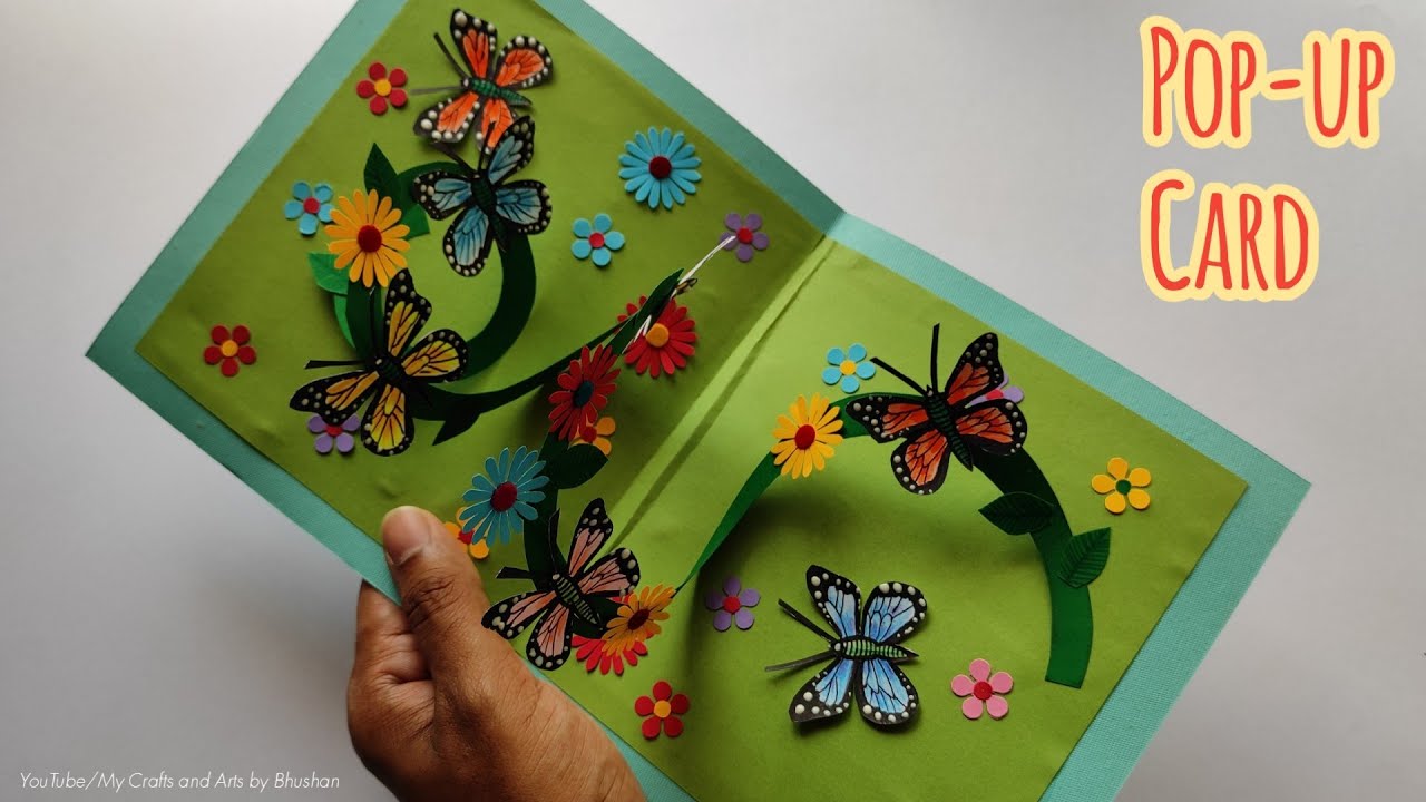 Butterfly And Flower Pop-up Card , Birthday Card || Handmade Easy Card ...