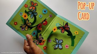 Butterfly and Flower pop-up Card , Birthday Card || Handmade Easy card Tutorial