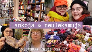 Lankakauppa Lamb \u0026 co Sinapinkeltaisen Sinin kanssa! 💛 + Vuoden ekat villasukat 💜 / Syystuuli knits