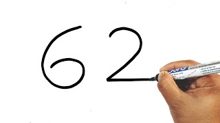 Drawing Of Kangaroo Using Number 62 | How to Draw Kangaroo From Number 62 | Kangaroo Drawing Easy