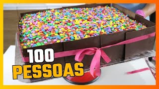 DECOREI UM BOLO RETANGULAR PARA 100 PESSOAS | MASSA CHIFFON COBERTURA DE BRIGADEIRO